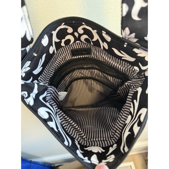 Thirty One Crossbody Purse Messenger Bag Adj Strap Parisian Pop Black White NWOT - Picture 7 of 11